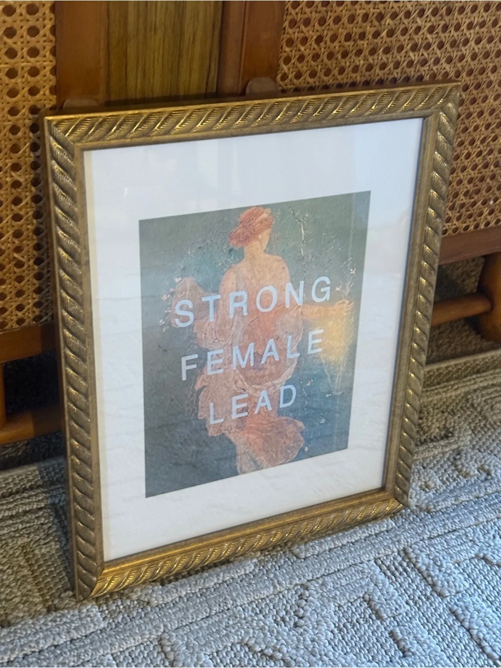 Original Custom strong female lead vintage gold ornate framed wall art 11x14”
